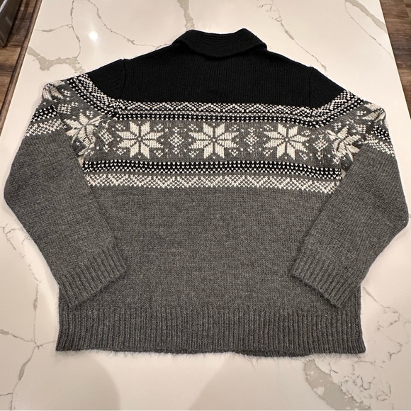 Vintage Club Room Mens Snowflake Sweater XL Shawl Collar 90s Wool Blend Nordic - Picture 5 of 9